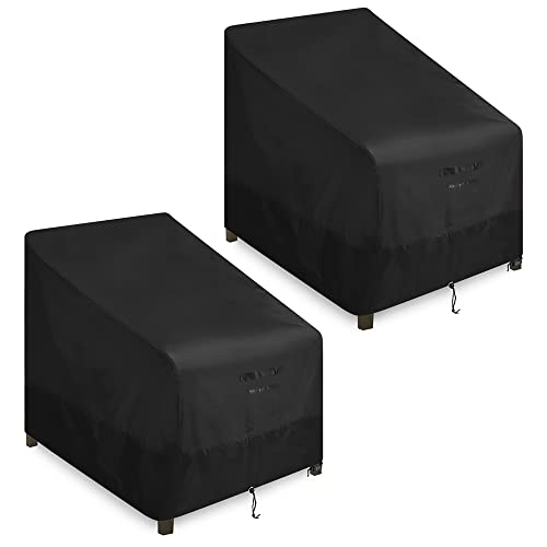 Patio Chair Covers Waterproof, Heavy Duty Outdoor Lounge Deep Seat Chair Cover, Lawn Patio Furniture Covers 2 Pack Fits up to 30W x 37D x 31H inches | Black