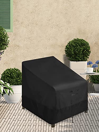 Patio Chair Covers Waterproof, Heavy Duty Outdoor Lounge Deep Seat Chair Cover, Lawn Patio Furniture Covers 2 Pack Fits up to 30W x 37D x 31H inches | Black