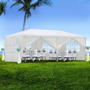 10’x20′ outdoor party tent for birthday, wedding parties, patio gazebo, canopy tent with 6 removable sidewalls and 2 doors, cater events pavilion with transparent windows, waterproof, easy set