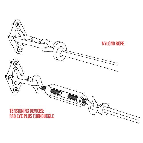 E&K Sunrise Sun Shade Sail Canopy Installation Complete Hardware Kit- for Triangle Sun Shade Sail Installation- 6 Inches, Stainless Steel, Super Heavy Duty Set of 1