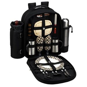 picnic at ascot original equipped 2 person picnic backpack with coffee service, cooler & insulated wine holder – designed & assembled in the usa