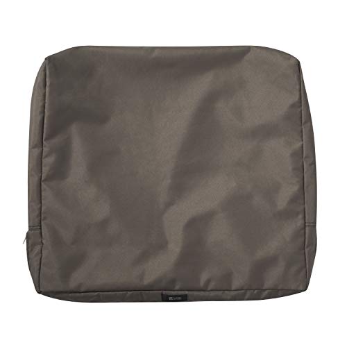 Classic Accessories Ravenna Water-Resistant 25 x 22 x 4 Inch Outdoor Back Cushion Slip Cover, Patio Furniture Cushion Cover, Dark Taupe