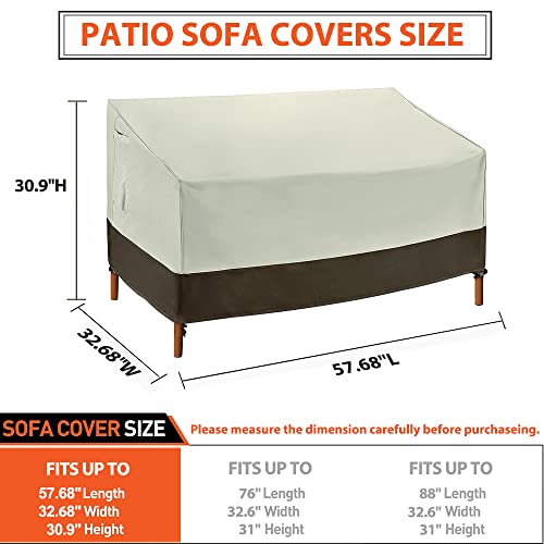 LBW Patio Bench Cover Waterproof, Outdoor Furniture Cover Loveseat Cover, Heavy Duty 420D Garden Deep Seated Patio Sofa Couch Cover with Air Vent and Attachment Strap, 57.68" L x 32.68" D x 30.9" H