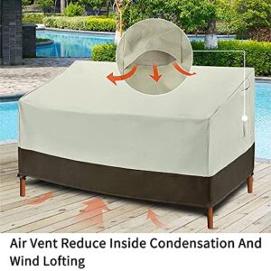 LBW Patio Bench Cover Waterproof, Outdoor Furniture Cover Loveseat Cover, Heavy Duty 420D Garden Deep Seated Patio Sofa Couch Cover with Air Vent and Attachment Strap, 57.68" L x 32.68" D x 30.9" H
