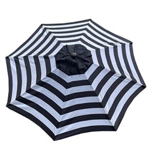 bellrino decor 9ft 8 ribs replacement black/white stripe strong and thick umbrella canopy (canopy only)