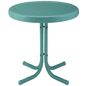 crosley furniture gracie retro 20-inch metal outdoor side table – caribbean blue
