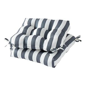 south pine porch canopy stripe 20-inch seat cushion, 2 count (pack of 1), gray