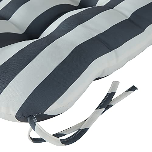 South Pine Porch Canopy Stripe 20-inch Seat Cushion, 2 Count (Pack of 1), Gray