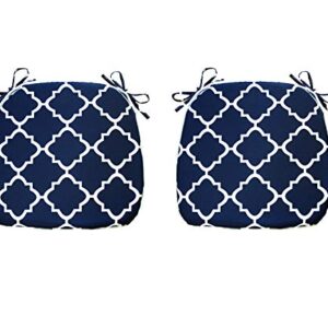 FBTS Prime Outdoor Seat Cushions Set of 2 Patio Chair Cushions with Ties 16x17 Inch Navy Geometry U-Shape Chair Pads for Outdoor Patio Furniture Garden Home Office