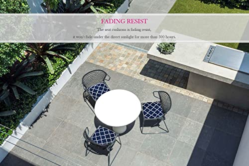 FBTS Prime Outdoor Seat Cushions Set of 2 Patio Chair Cushions with Ties 16x17 Inch Navy Geometry U-Shape Chair Pads for Outdoor Patio Furniture Garden Home Office