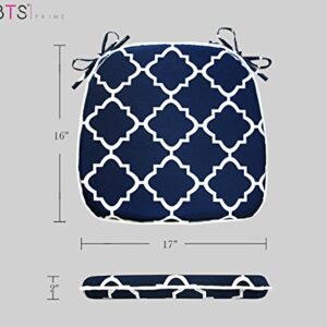 FBTS Prime Outdoor Seat Cushions Set of 2 Patio Chair Cushions with Ties 16x17 Inch Navy Geometry U-Shape Chair Pads for Outdoor Patio Furniture Garden Home Office