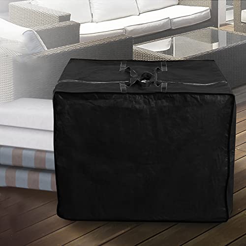 TJFU Outdoor Cushions Storage Bag,Patio Furniture Seat Cushion Storage Carrying Bag with Zipper and Handles 32x32x24 Inches Waterproof, Black