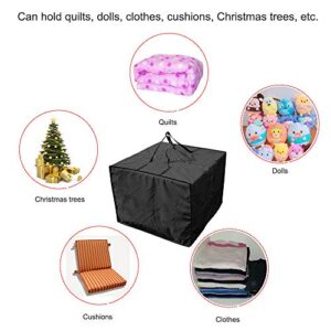 TJFU Outdoor Cushions Storage Bag,Patio Furniture Seat Cushion Storage Carrying Bag with Zipper and Handles 32x32x24 Inches Waterproof, Black