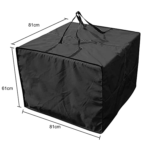 TJFU Outdoor Cushions Storage Bag,Patio Furniture Seat Cushion Storage Carrying Bag with Zipper and Handles 32x32x24 Inches Waterproof, Black