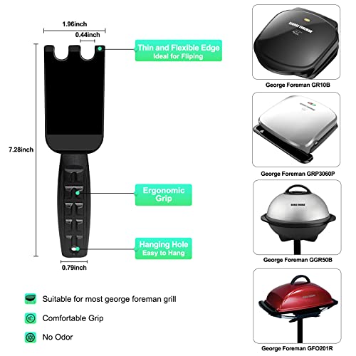 Nomiou 2 Pack Spatula Scraper for George Foreman Indoor Grills,Grill Cleaner Tool with Ergonomic Handle – Heat Resistant Tool for Panini Grill Press