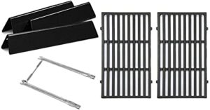 hongso 18″ burner tubes 69785 and 15.3″ flavorizer bars 7635, 17.5″ cast iron grill grates 7637 replacement parts for weber spirit 200 series, spirit e s 200 series gas grill, with up front controls