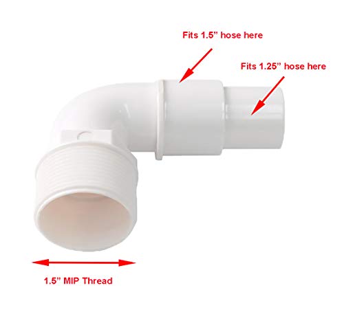 ATIE 1.5" 90 Degree Elbow Pool Hose Adapter Fitting SPX1105Z3 Replacement for Above-Ground Pool Pump, Filter, Skimmer, Compatible with Hayward SPX1105Z3, SPX1105Z4, SPX1091Z7 Adapters (2 Pack)