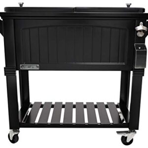 Permasteel PS-203F1-BLK-AM 80 Quart Portable Rolling Patio Cooler, Black