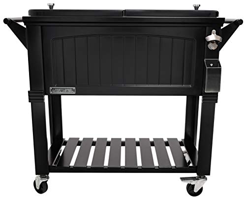 Permasteel PS-203F1-BLK-AM 80 Quart Portable Rolling Patio Cooler, Black