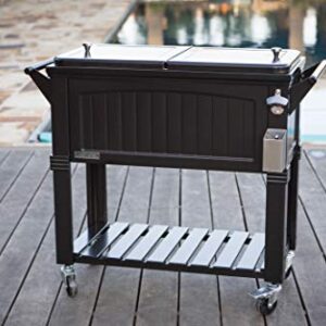 Permasteel PS-203F1-BLK-AM 80 Quart Portable Rolling Patio Cooler, Black