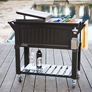 Permasteel PS-203F1-BLK-AM 80 Quart Portable Rolling Patio Cooler, Black