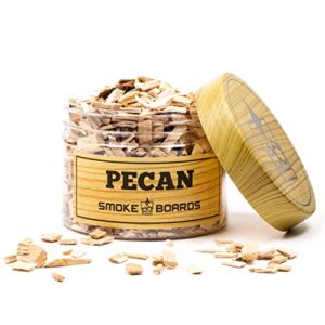 smoke boards pecan wood chips – 10 ounces perfect for cocktail smoking chips, smoke infuser, 10 oz. of large premium wood chips