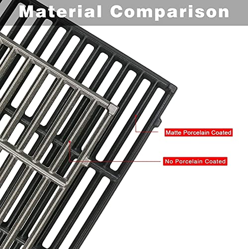 Hisencn 17.75 Inch Grill Grate, Burner Tube and Porcelain Heat Plate for Brinkmann 810-2410-S, 17 3/4" x 26 13/16" Cast Iron Cooking Grids Replacement