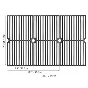 Hisencn 17.75 Inch Grill Grate, Burner Tube and Porcelain Heat Plate for Brinkmann 810-2410-S, 17 3/4" x 26 13/16" Cast Iron Cooking Grids Replacement