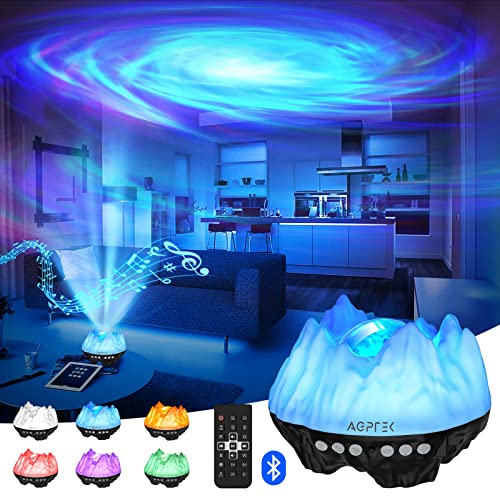 Northern Lights Aurora Projector, AGPTEK The Largest Coverage Area Galaxy Light Projector for Bedroom with Bluetooth Speaker & White Noise, LED Night Light for Kids Adults, Decor, Party