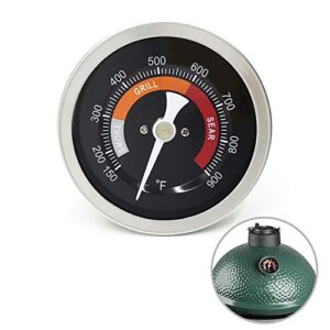 wemeikit upgraded thermometer replacement for big green egg grills, hd 3.3” large dial & waterproof temperature gauge for bge accessories, dome lid thermostat made of stainless steel for long time use