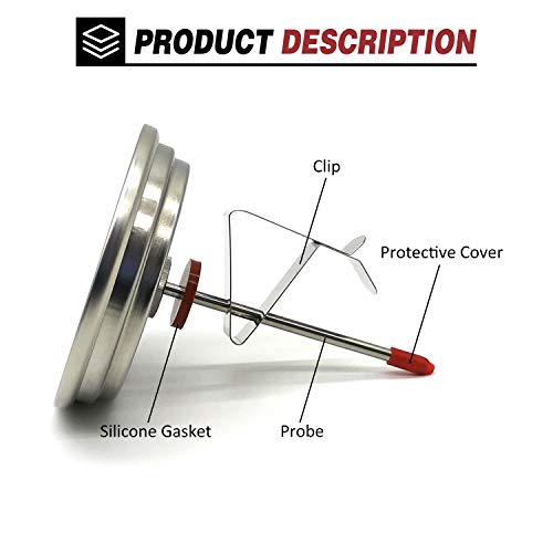 WEMEIKIT Upgraded Thermometer Replacement for Big Green Egg Grills, HD 3.3” Large Dial & Waterproof Temperature Gauge for BGE Accessories, Dome Lid Thermostat Made of Stainless Steel for Long Time Use