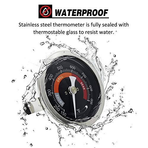 WEMEIKIT Upgraded Thermometer Replacement for Big Green Egg Grills, HD 3.3” Large Dial & Waterproof Temperature Gauge for BGE Accessories, Dome Lid Thermostat Made of Stainless Steel for Long Time Use