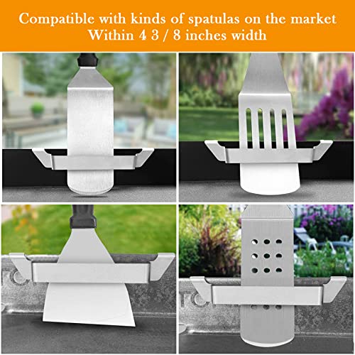 AUAUY 2 Pack Stainless Steel Griddle Spatula Stand, Grill Barbecue Tool Rack Hold Rack Griddle Accessories Holder for Blackstone, Camp Chef, Royal Gourmet, Outdoor Camping Picnic BBQ Essentials