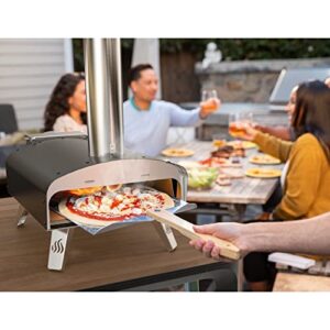 Mimiuo Portable Wood Pellet Pizza Oven with 13" Pizza Stone & Foldable Pizza Peel - Wood-Fired Pizza Oven for Outdoor Cooking - Finished with Black Coating (Classic W-Oven Series)