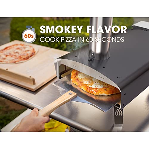 Mimiuo Portable Wood Pellet Pizza Oven with 13" Pizza Stone & Foldable Pizza Peel - Wood-Fired Pizza Oven for Outdoor Cooking - Finished with Black Coating (Classic W-Oven Series)