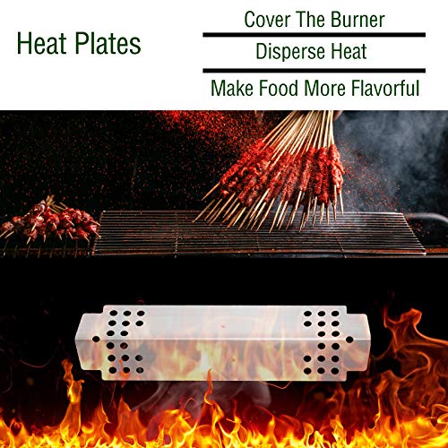 Damile 15 1/16” Stainless Steel Grill Heat Plates Shield Burner Cover Flame Tamer BBQ Grill Replacement Parts for Charbroil 463722313, 463722314, 463722315, 463742111, 463722311, 463750914, 463770915