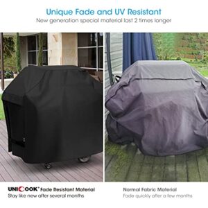 Unicook Grill Cover 55 Inch, New Version Heavy Duty Waterproof BBQ Cover, All Weather Resistant Shell with Rip-Proof Lining, Durable BBQ Grill Cover, Compatible with Weber Char-Broil Grills and More