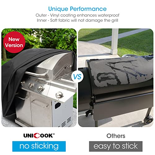 Unicook Grill Cover 55 Inch, New Version Heavy Duty Waterproof BBQ Cover, All Weather Resistant Shell with Rip-Proof Lining, Durable BBQ Grill Cover, Compatible with Weber Char-Broil Grills and More