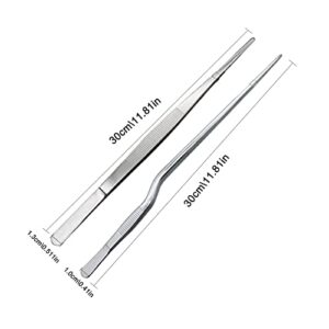 Long Tweezer Tongs 12 inch Food Tweezers,Stainless Steel Precision Serrated Cooking Tweezers, for Chef Kitchen Cooking Tongs,Restaurant, Barbecue, Aquarium Landscaping, Animal Feeding Tongs 2pc