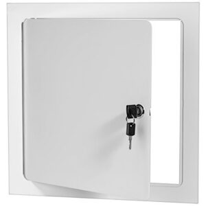 premier 5000 series commercial grade steel access door, 8 x 8 flush universal mount, white (keyed cylinder latch)