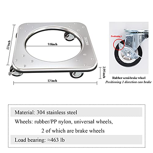 XIEEIX Movable Propane Cylinder Base, Fixed Propane Tank Tray with Brake Wheel, 5-30ib Gas Cylinder Fixed Shelf, Used for Gas Cylinder Consignment and Fixed Storage