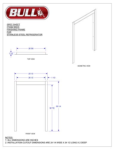 Bull Outdoor Products 99935 Refrigerator Frame, Stainless Steel