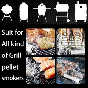 Pellet Grill Smoker Box for BBQ Heavy Duty Sturdy Stainless Steel for Charcoal & Gas Grilling Accessories Wood Chips Meat/Salmon in Barbecue (Round Hole)