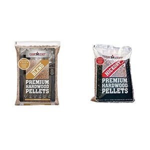 camp chef competition blend bbq pellets, hardwood pellets for grill, smoke, bake, roast, braise and bbq, 20 lb. bag & hickory bbq pellets