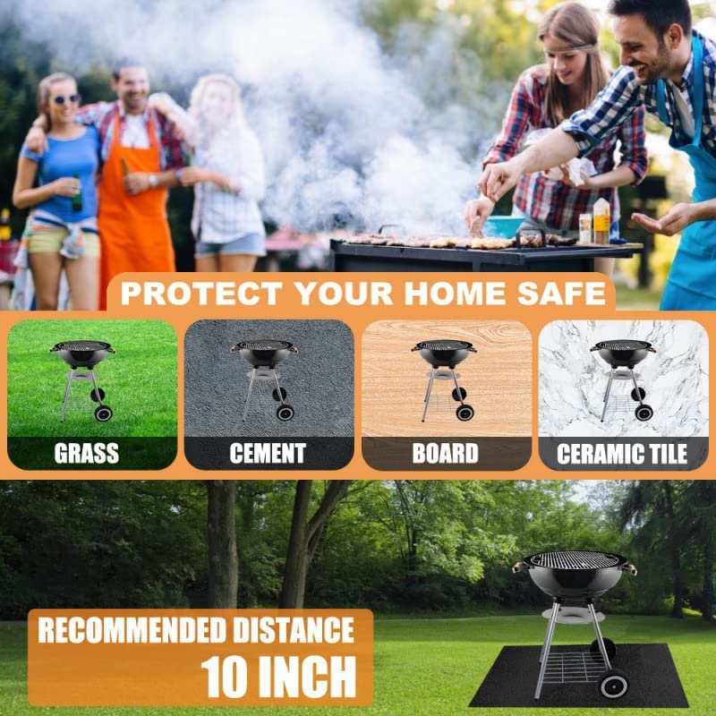 Viycuho Grill Pit Mat,Grill Mat Under Desk, Double-Sided Fireproof Oil-Proof Mats for Fire Pit, Grill Mats for Outdoor Grill, Charcoal, Gas Grills, Smokers, BBQ (39 * 47in)