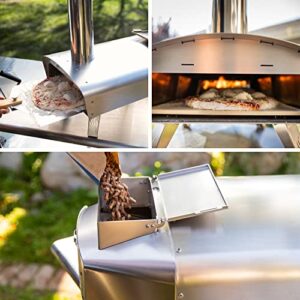 Mimiuo Outdoor Pizza Ovens Wood Pellet Pizza Oven Portable Stainless Steel Wood Fired Pizza Stove with 13" Pizza Stone & Foldable Pizza Peel (Classic W-Oven Series)