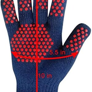 MIG4U BBQ Grill Gloves,Oven Gloves Extreme 500 Degrees Heat Resistant Grilling Gloves with Food Grade Non-Slip Silicone Dots for Cooking, Grilling, Baking, Smoker, Barbecue, Kitchen(10" Blue)