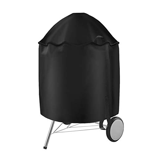 Mightify Charcoal Grill Cover, Heavy Duty Waterproof Kettle Smoker Cover Fits Weber Premium 22 inch Charcoal Grills, All Weather Protection Round BBQ Cover, Similar to Weber 7150 Kettle Grill Cover