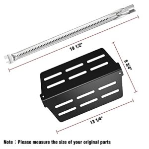 Coisien 62752 19.5 inch Grill Burner and 7622 Heat Deflector Fits Weber Genesis 300 Series, 304 Stainless Steel Grill and Porcelain Steel Heat Plates Replacement Parts for Genesis E- 310 S-310 E-320 S-320 E-330 S-330 EP-310 EP-320 EP-330 CEP-310 CEP-320 C