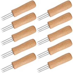 Corn Cob Holders Set of 10 Stainless Steel Corn On The Cob Holders with Wooden Handle Cob Skewers Corn Forks for BBQ Sweetcorn Roasted Meat Fruit